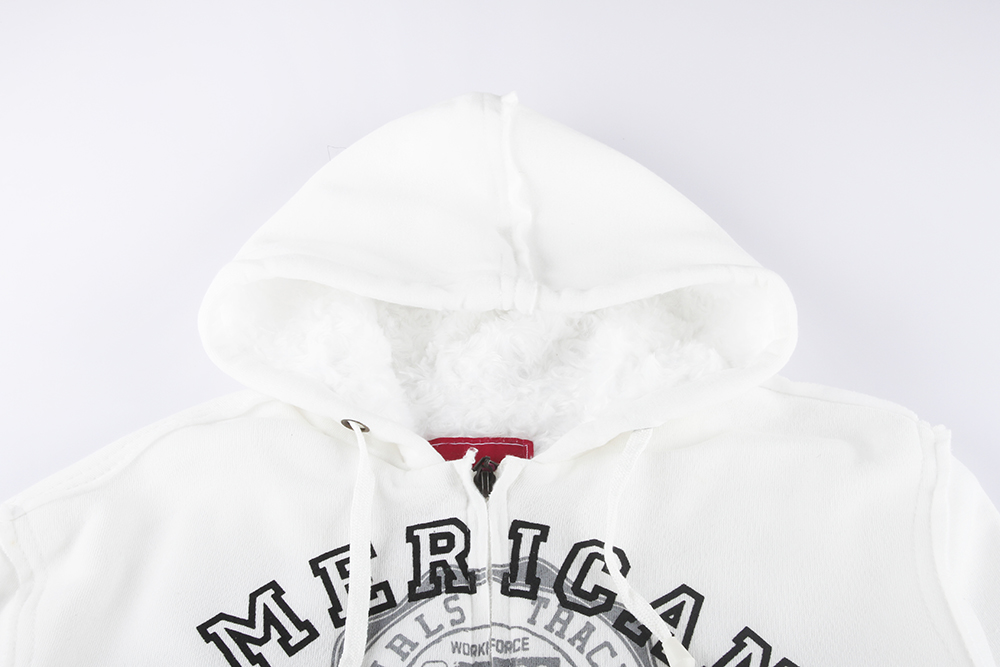 Stockpapa Overruns Stock Ladies 100% Polyester Winter Warm Fashion Hooded Sherpa Letter Print Zip Up Fleece Hoodie (7)