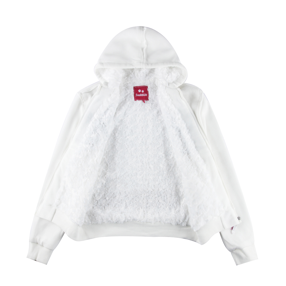 Stockpapa Overruns Stock Ladies 100% Polyester Winter Warm Fashion Hooded Sherpa Letter Print Zip Up Fleece Hoodie
