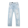 Stockpapa Men\'s Personality Fashion Light Denim Blue Ripped Jeans in Stock Denim Pants