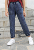 Stockpapa Overruns Large Pocket Elastic High Waist Kids Jeans 