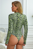 Ladies long sleeve leopard print bodysuit