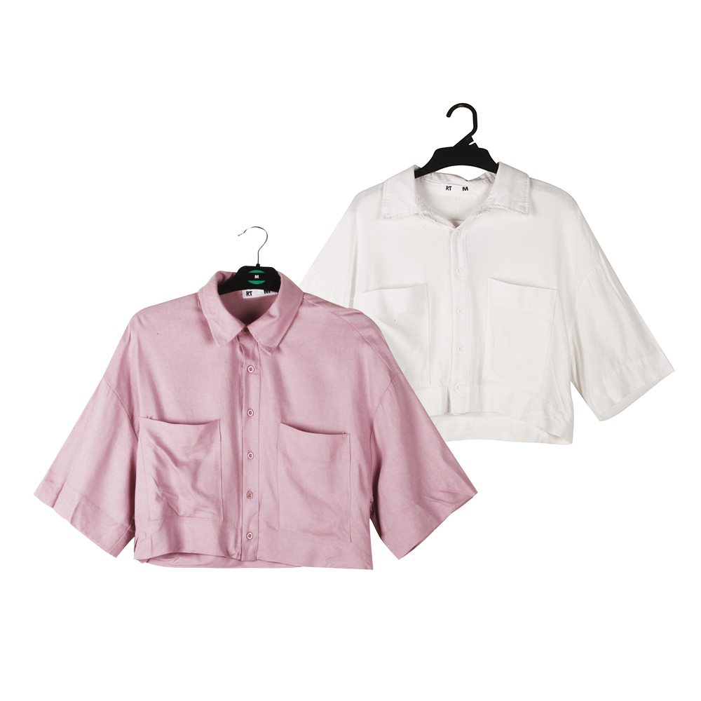 Stockpapa Bulk Clearance RT, Ladies Cute Pink Short Shirts with Pockets 