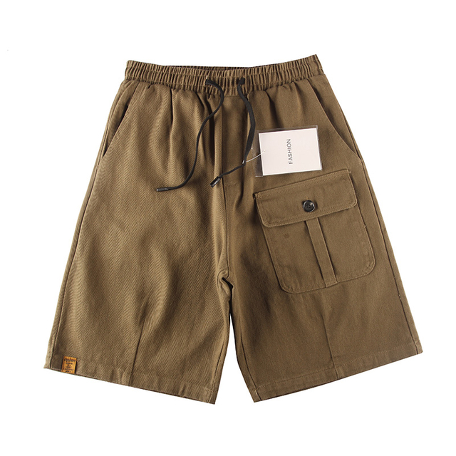 Stockpapa Overruns Men's Summer Fashion 100% Cotton Outdoor Heavy Weight Multiple Pockets Elastic Waist Chino Shorts