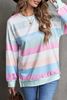 Stockpapa Multicolor Striped Colorblock Long Sleeve Pullover Sweatshirt