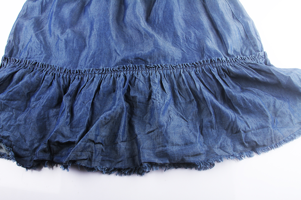 Liquidation Ladies Elegant Denim Blue Fashion Half Sleeve Maxi Waist Elastic Belt Longline Denim Dress (6)