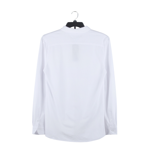 Stockpapa Apparel Stock Hot White Stretch Anti-Wrinkle Men's Long Sleeve Heavy Slim Knit Button Formal Dress Shirts