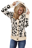 Stpckpapa Long Sleeve Button-up Hooded Leopard Print Cardigan