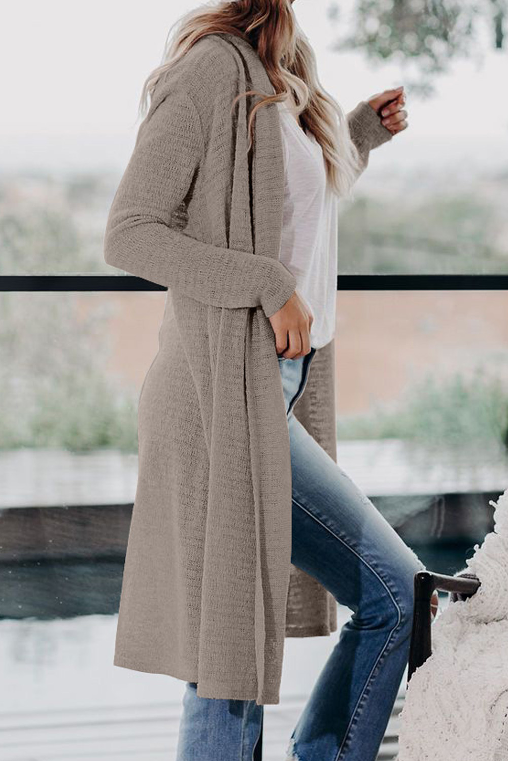Slouchy Pocketed Knit Longline Cardigan (6)