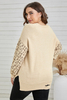 Stockpapa Stock Garments Distressed Hemline Leopard Sleeve Plus Size Sweater