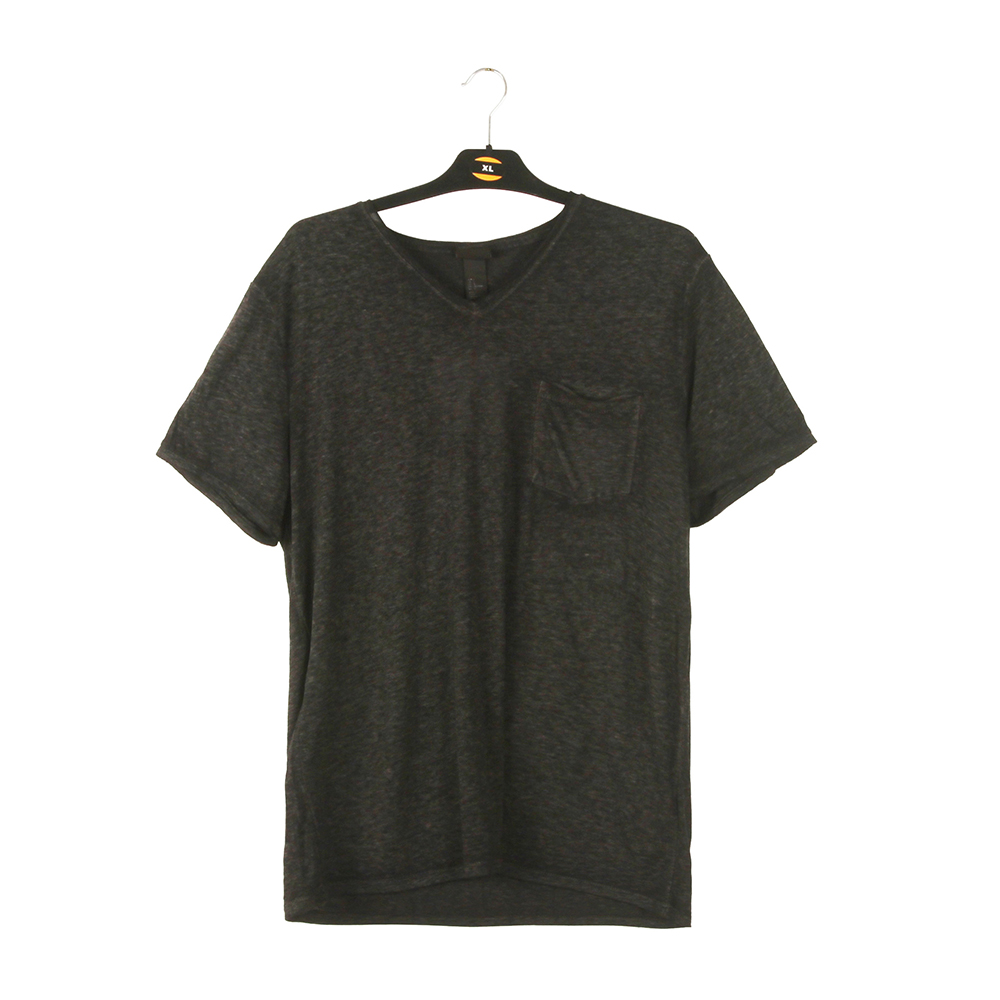 Stockpapa H&M Bulk Men's Garment Dye Carbon Black Color V Neck Pocket Tee