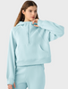 Stockpapa Cheap Ladies Solid Color High Quality Half Zip Pocket Shorts Long Sleeve Brushed Sports Hoodie