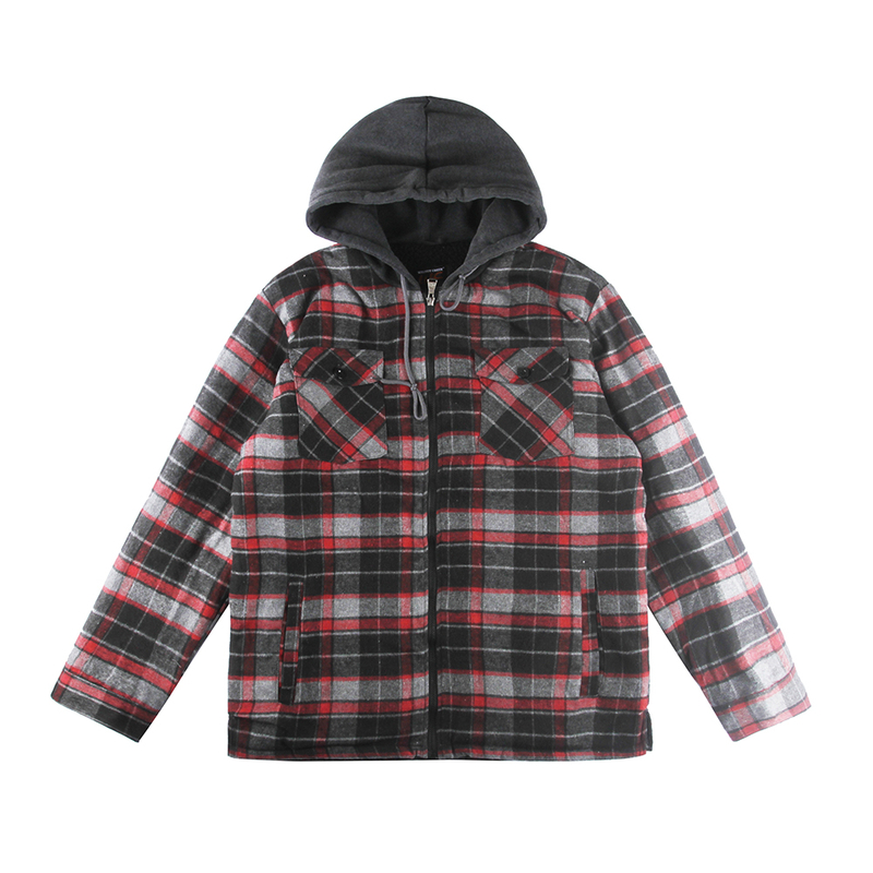 Stockpapa Men's Liquidation Autumn And Winter Zip Up Jackets Whtih Button Plaid Sherpa Coats