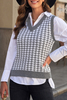Stockpapa Cheap Stock Ladies V Neck Argyle Plaid Knitted Sweater Vest 