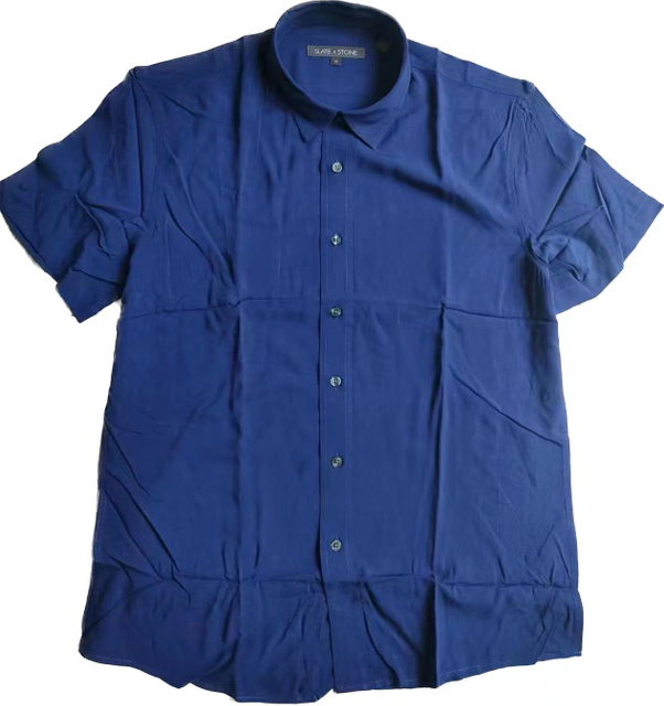 Stockpapa SLATE STONE, Men's Blue Casual Solid Shirts Apparel Wholesale