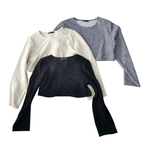 Stockpapa ZaRa, Ladies Solid Color Latest Design Long Sleeve Brand Overruns Short Sweater