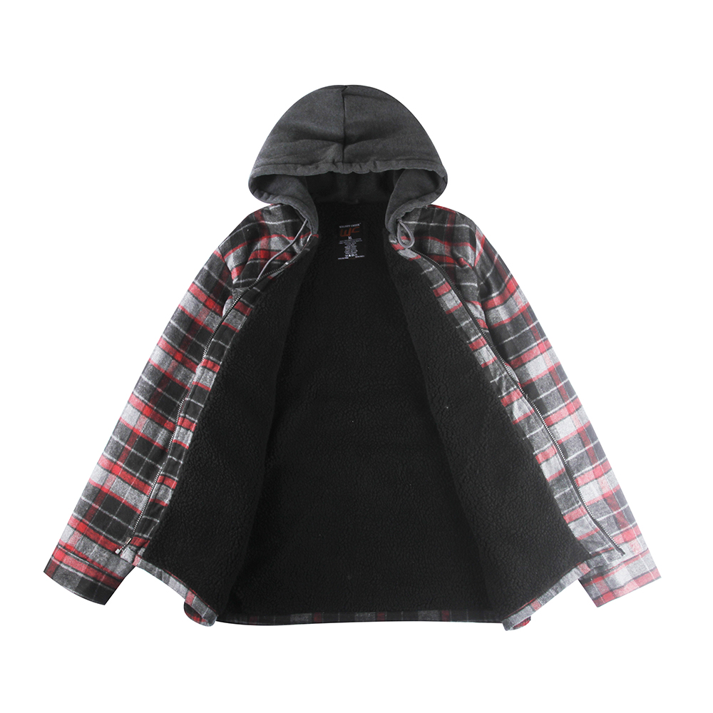 Stockpapa Men's Liquidation Autumn And Winter Zip Up Jackets Whtih Button Plaid Sherpa Coats