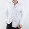 Stockpapa Apparel Stock Hot White Stretch Anti-Wrinkle Men's Long Sleeve Heavy Slim Knit Button Formal Dress Shirts