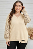 Stockpapa Stock Garments Distressed Hemline Leopard Sleeve Plus Size Sweater