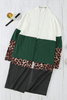 Ladies Colorblock Leopard Print Patchwork Knit Cardigan
