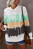 Ladies Colorblock Tie-dye Drawstring Pullover Hoodie