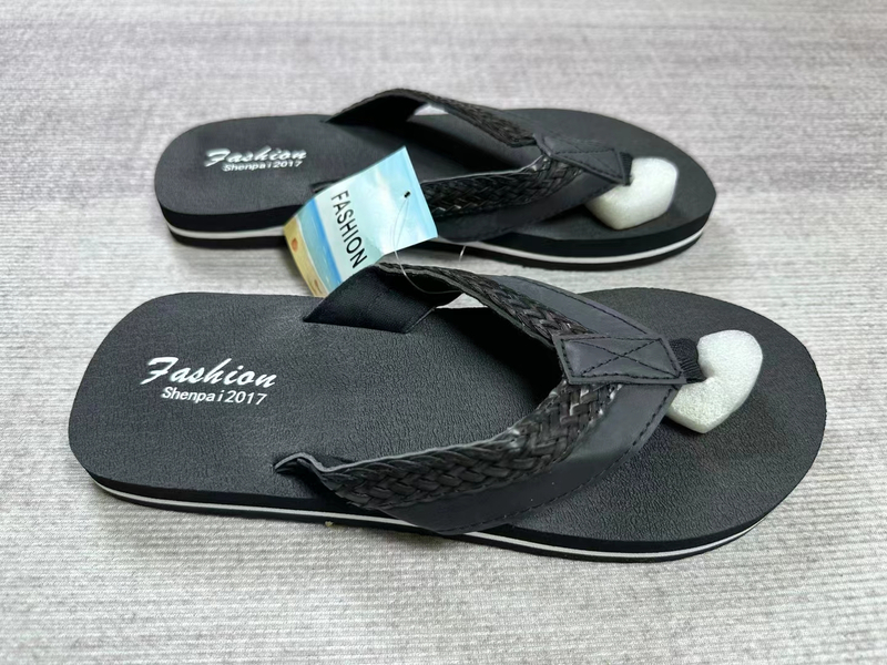 Stockpapa Black Leather Flip Flops