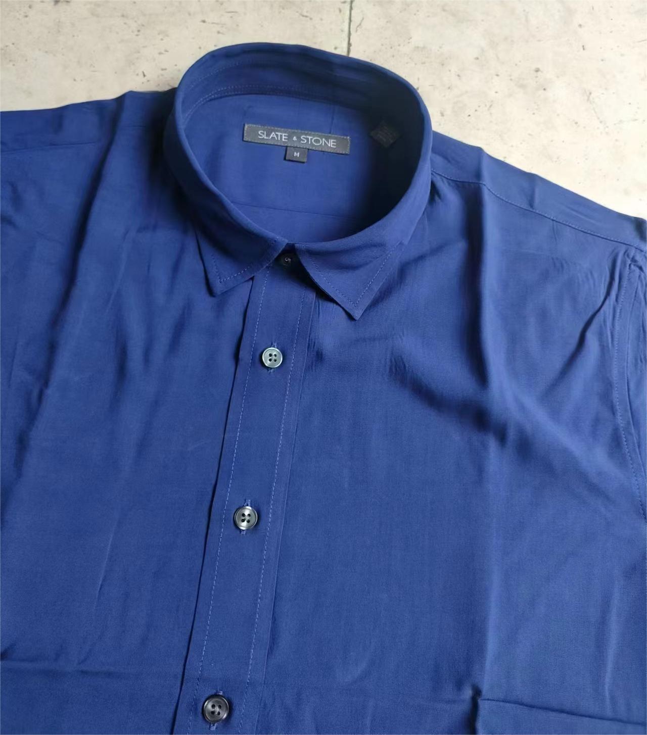 Men's Blue Casual Solid Shirts