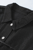Stockpapa Black Frayed Trim Button Down Denim Jacket