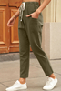 Stockpapa Ladies Solid Pocketed Drawstring High Waist Pants