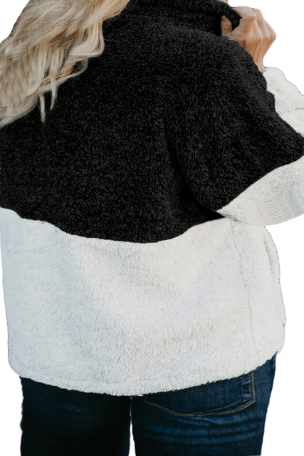 Stockpapa Low Price Colorblock Half Zipper Fleece Plus Size Sweatshirt with Pocket