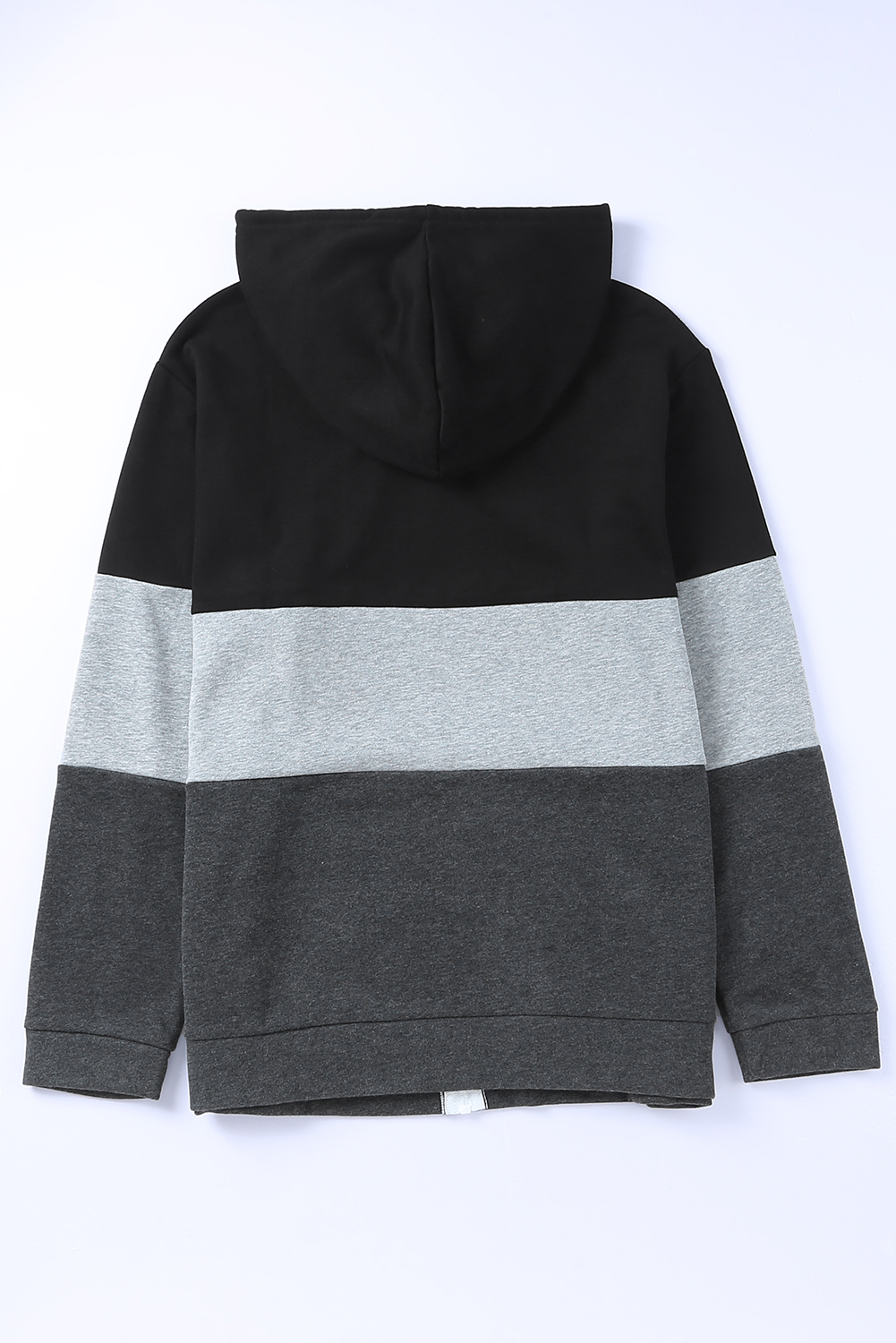 Color Block Zipper Drawstring Plus Size Hoodie (4)