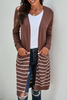 Stockpapa Ladies Open Front Long Sleeve Striped Cardigan
