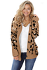 Stpckpapa Long Sleeve Button-up Hooded Leopard Print Cardigan