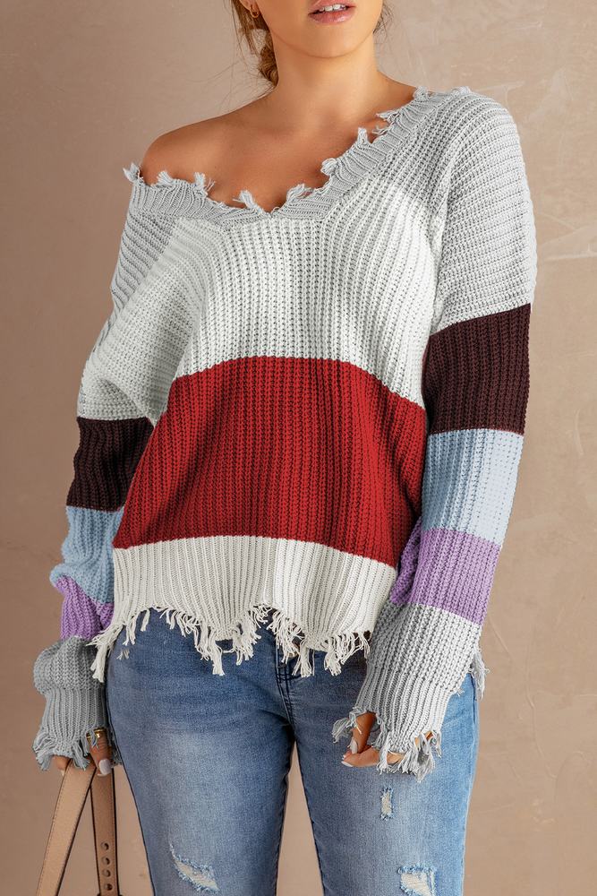 Stockpapa 7 color big striped Relaxed fit fashion sweaters