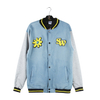 Stcokpapa Apparel Stock Men's Street Fashion Nice Elastic Rib Print Denim Knit Sleeve Bomber Jacket