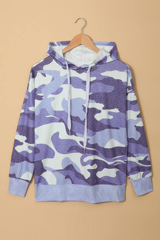 Stockpapa Purple Camo Print Drawstring Hoodie Inventory 