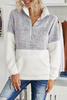 Stockpapa Low Price Colorblock Half Zipper Fleece Plus Size Sweatshirt with Pocket