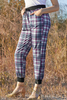 Stockpapa ladies High Waisted Drawstring Plaid Joggers Over Left 