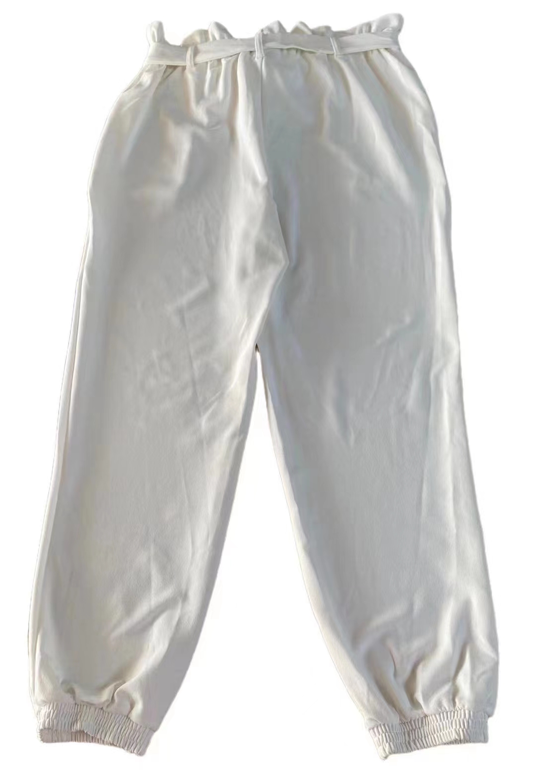 STOCKPAPAWomen\'s White Belted Trousers