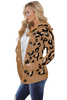 Stpckpapa Long Sleeve Button-up Hooded Leopard Print Cardigan