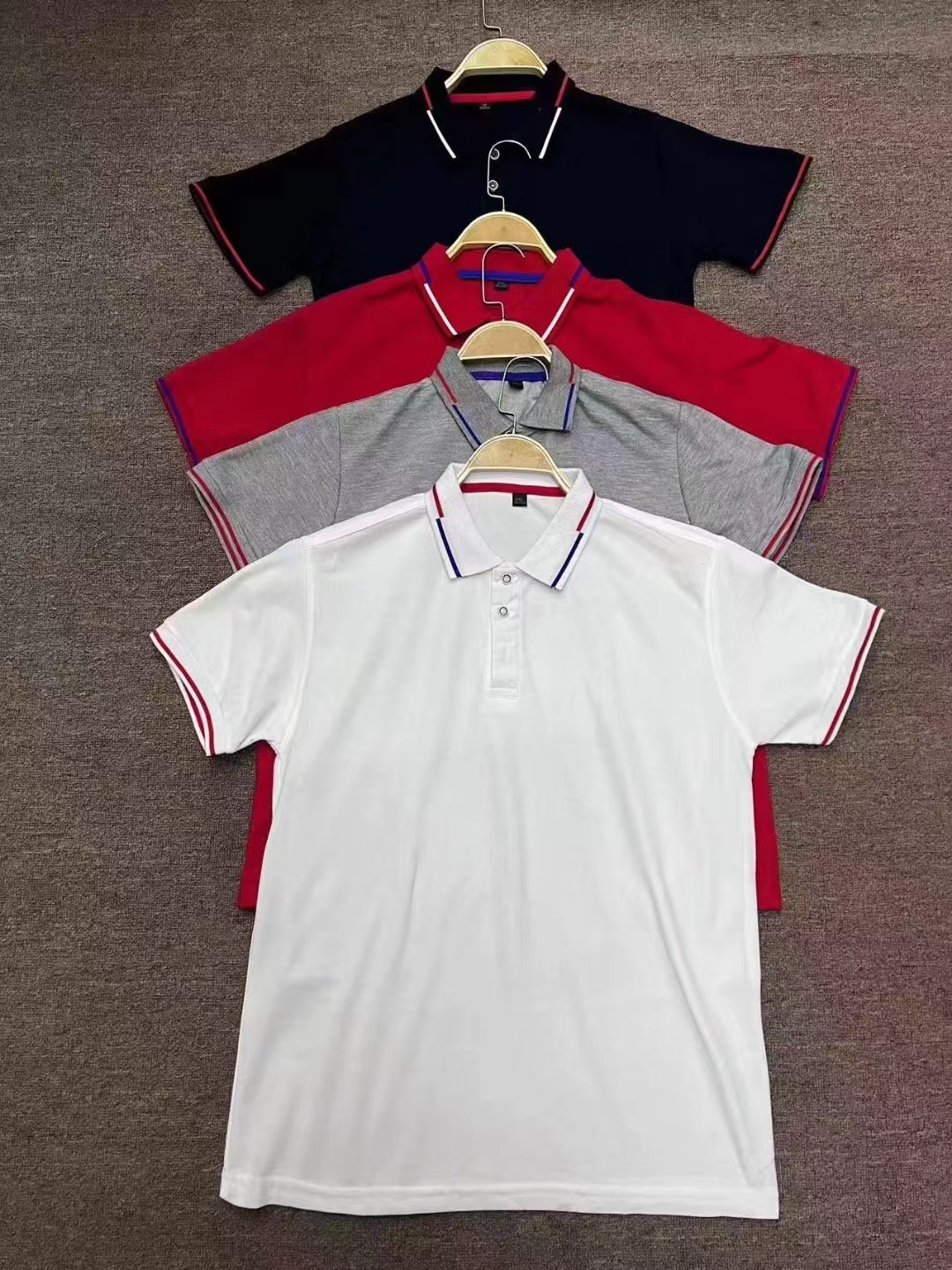 Mens color-blocked neck golf shirts (5)