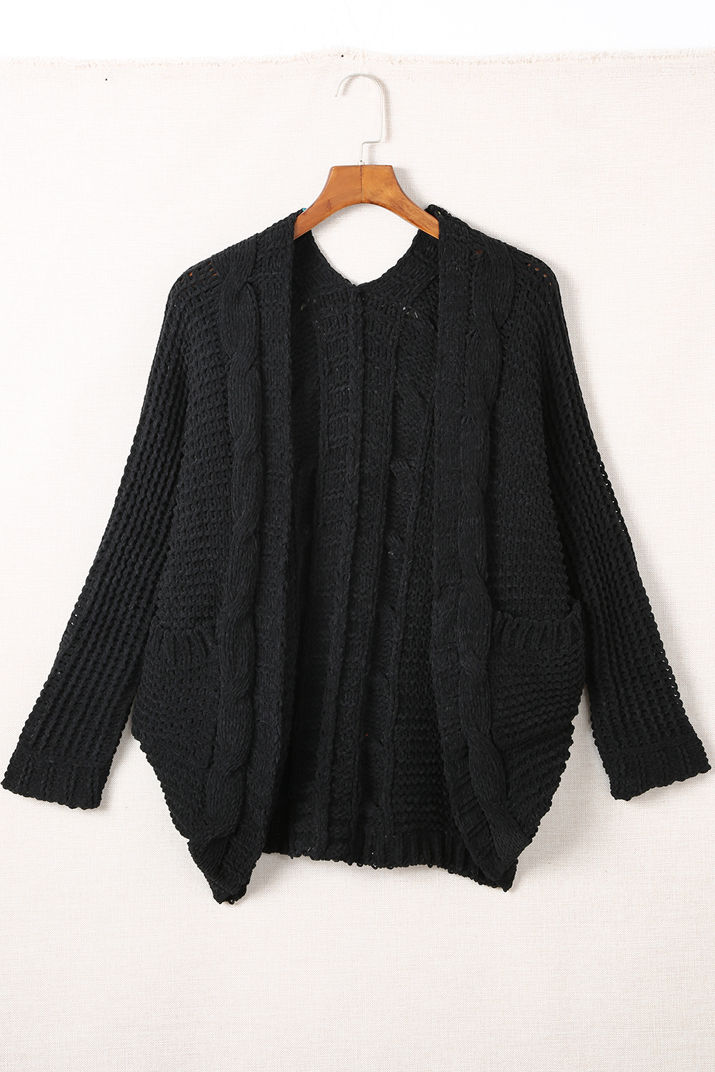 Chunky Knit Solid Cardigan with Pocket (4)