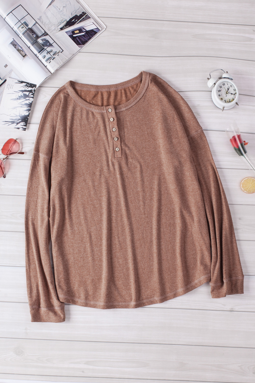 Button Long Sleeve Knit Top (4)