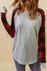 Stockpapa Pallets Liquidation 4 Color Women's Color-blocked Buffalo Plaid Long Sleeve Sweatshirt