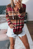 Ladies Drawstring V Neck Hoodie Shirt Tunic Top