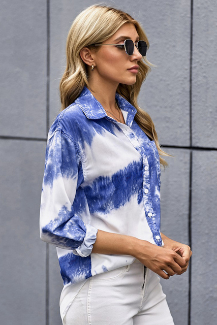 Stockpapa Ladies Tie Dye Button Shirt with Pocket