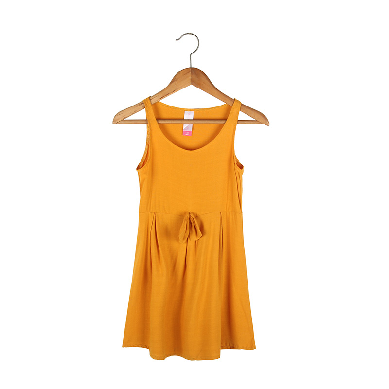 High Fashion 100% Cotton Summer Casual Formal Dresses for Women No Sleeves Long Orange Elegant Dress