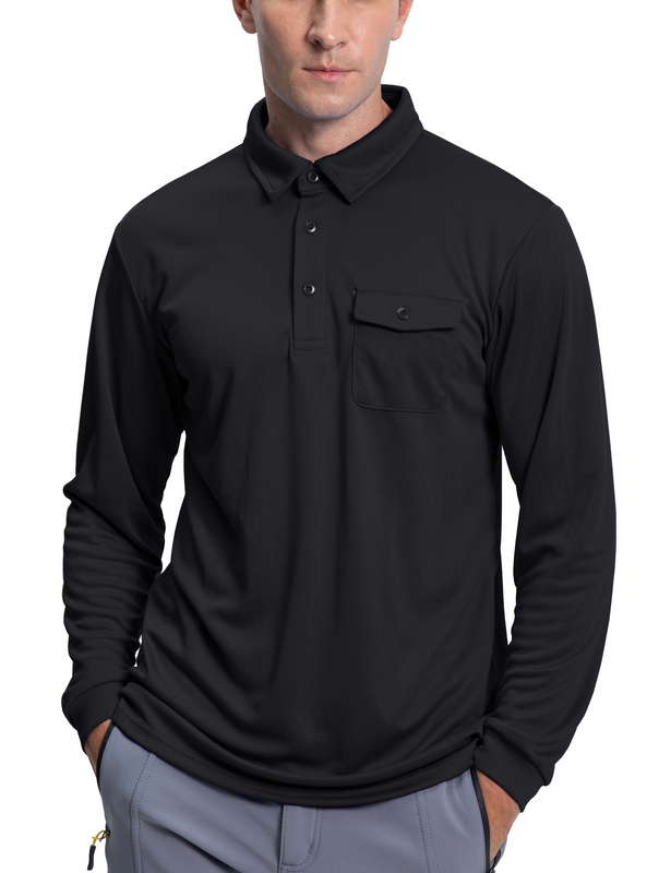 Stockpapa Liquidation Wholesale Men's picque L/S Pocket Polo Shirts