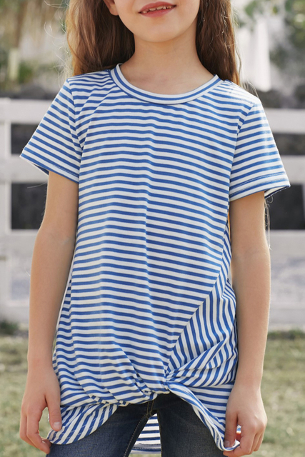 Girls Striped Longline Dress Tees