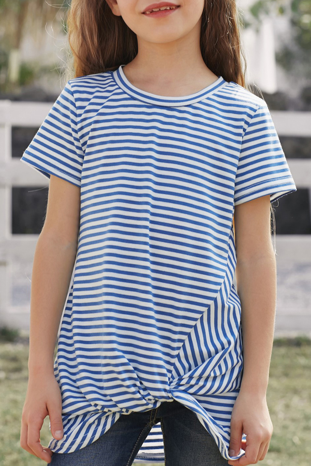 Girls Striped Longline Dress Tees