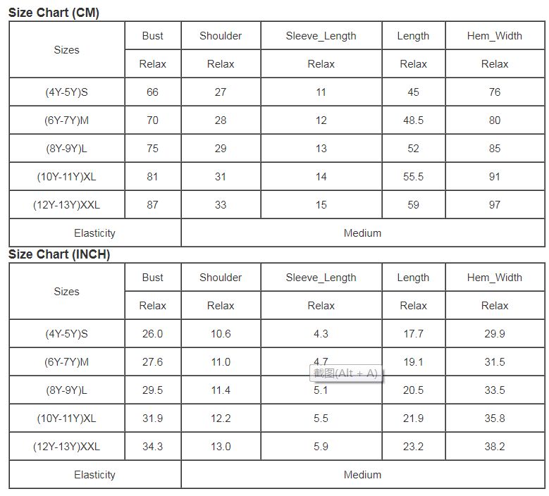 size chart 